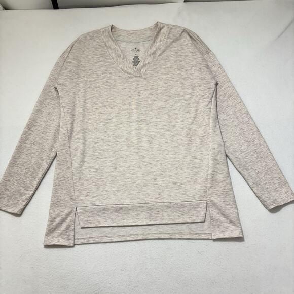 St. John's Bay Tops - St. John's Bay Active Women's Medium V-Neck Sweatshirt Pullover Beige Stretch
